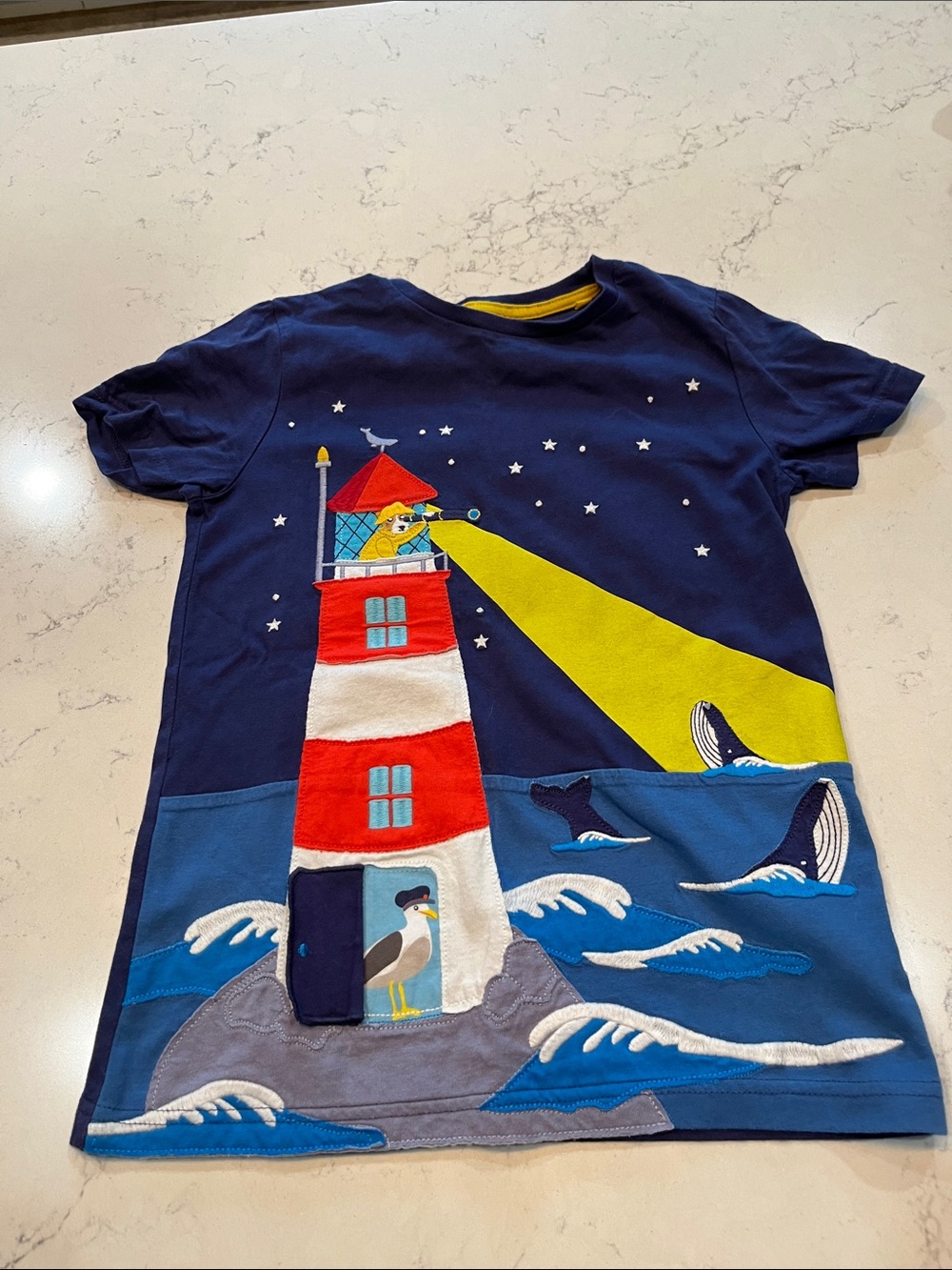 Mini boden lift the flap appliqué nautical lighthouse short sleeve